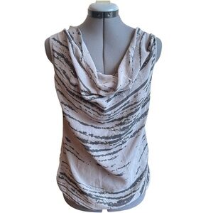 Vanilla Sugar Abstract Print Cowl Neck Tank Top Y2K Minimalist Sleeveless Blouse